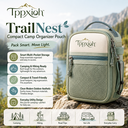 Tppxioh™ TrailNest Compact Camp Organizer Pouch – Lightweight Camping Storage Bag, Hiking Gear Organizer, Travel Accessory Case, Outdoor Utility Pouch