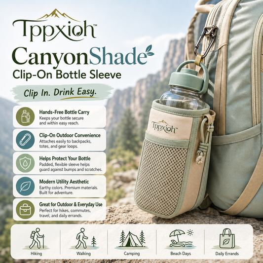 Tppxioh™ CanyonShade Clip-On Bottle Sleeve – Outdoor Water Bottle Holder, Hiking Bottle Carrier, Insulated Drink Sleeve, Camping Hydration Accessory